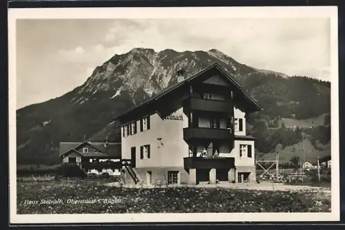 AK Oberstdorf i. Allgäu, Hotel Haus Steinach mit Gebirgspanorama