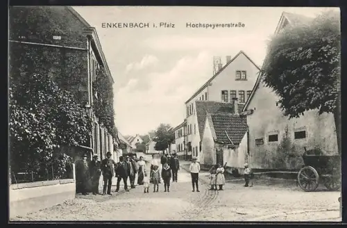 AK Enkenbach i. Pfalz, Hochspeyererstrasse mit Bewohnern