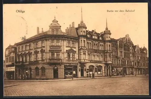 AK Ohligs, Partie vor dem Bahnhof, Hotel Kanzler Kaiserhof