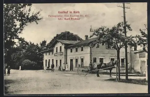 AK Burk /Bautzen, Gasthof von Karl Richter