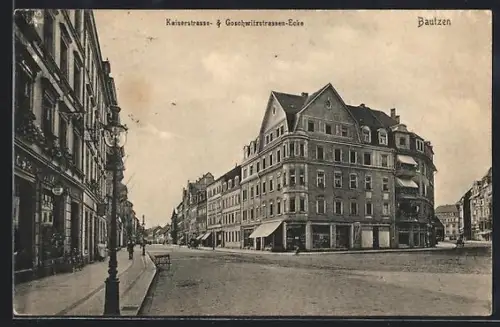 AK Bautzen, Ecke Kaiserstrasse und Goschwitzstrasse