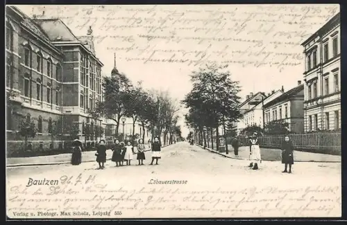 AK Bautzen, Kinder in der Löbauerstrasse