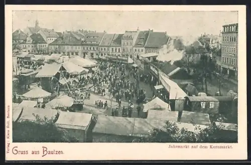 AK Bautzen, Jahrmarkt auf dem Kornmarkt