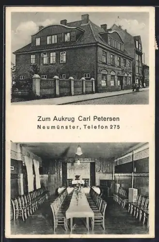 AK Neumünster, Gasthaus Zum Aukrug mit Speisesaal