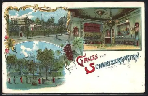 Lithographie Berlin-Prenzlauer Berg, Gasthaus Schweizer Garten, Bötzowviertel