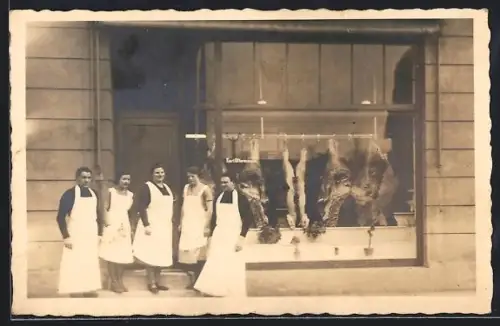 Foto-AK Krefeld, Metzgerei Offermann in der Blumenstrasse 75