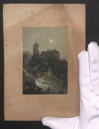 Handzeichnung Carl Hilgers (1818-1890), Schloss Ballenstedt, Original Signatur 1849, Düsseldorfer Künstlerschule