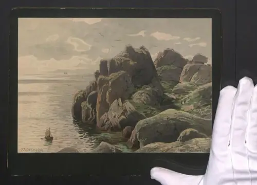 Handzeichnung / Ansichtskarten-Entwurf Themistokles von Eckenbrecher, Logan Rock (Land`s End)