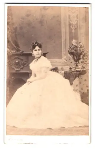 Fotografie Ludwig Hölbling, Wien, Mariahilfer Strasse 25, Dame in elegantem Kleid