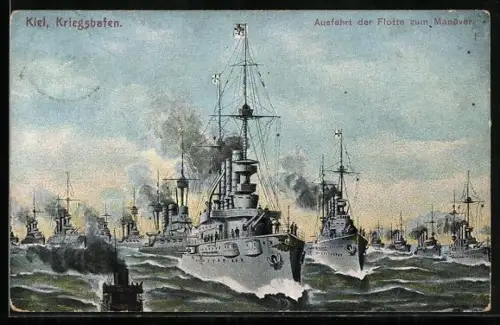 AK Kiel, Ausfahrt der Flotte aus dem Kieler Kriegshafen zum Manöver