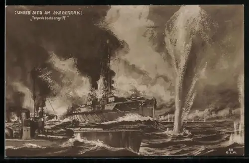 AK Unser Tag am Skagerrak, Torpedobootsangriff auf die britische Flotte, Kriegsschiff