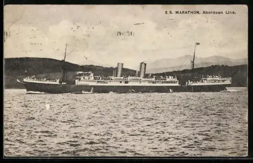 AK Passagierschiff S.S. Marathon der Aberdeen Line vor der Küste