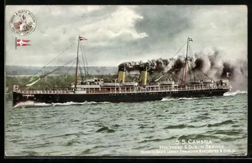 AK Passagierschiff SS Cambria, London & North Western Railway Company, Holyhead & Dublin Service