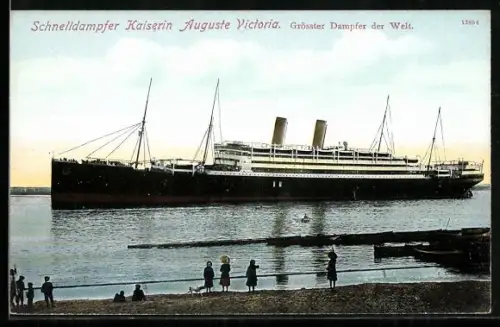 AK Passagierschiff Schnelldampfer Kaiserin Auguste Victoria in Fahrt, Grösster Dampfer der Welt