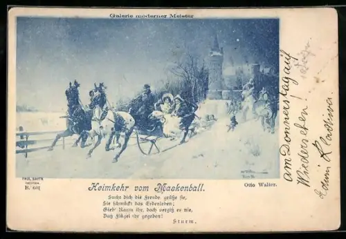 AK Heimkehr vom Maskenball im Pferdeschlitten