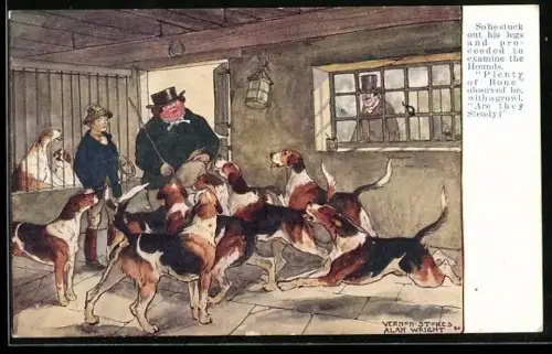 AK Besucher begutachtet eine Jagdhundmeute im Stall