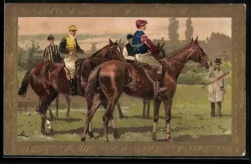 AK Jockeys auf Pferden, Rennpferdbesitzer