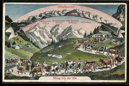 AK Allgäu, Abzug von der Alm mit Kühen