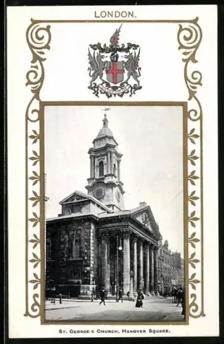 AK London, St. George`s Church, Hanover Square, Coat of Arms