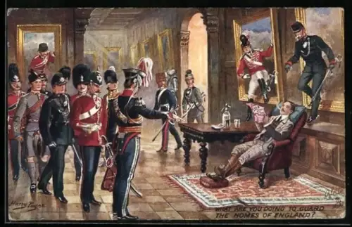 Künstler-AK Harry Payne: What are you doing to guard the Homes of England?, Patriotika