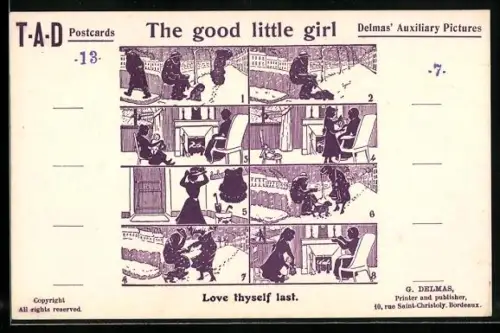 AK The good little girl, Sprachunterricht