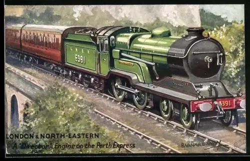 AK Englische Eisenbahnlokomotive Typ Director No. 6391 des Perth Express, London & North-Eastern Railway
