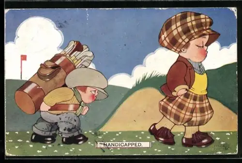 Künstler-AK Chloe Preston: Junger Golfer auf dem Weg zum Golfplatz