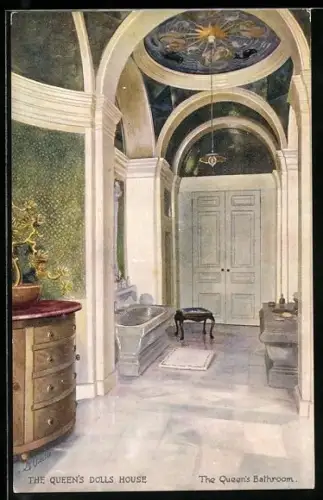 AK The Queen`s Dolls House, The Queen`s Bathroom, Puppenhaus