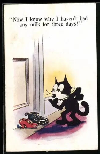 AK Felix the Cat erstaunt von Schuhe