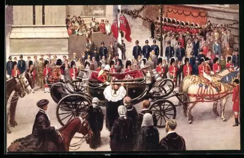 AK London, State Entry of the King into the City, The Lord Mayor handing the Civic Swords to the King at Temple Bar