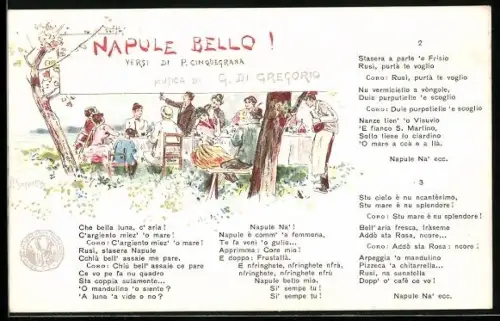Künstler-AK sign. P. Scoppetta: Napule Bello!, Musica di G. Di Gregorio, Napoli