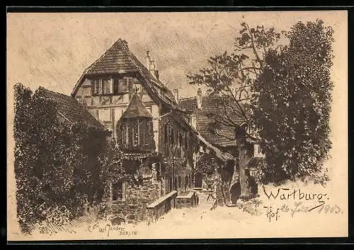 Künstler-AK Carl Jander: Wartburg, Partie im Hof