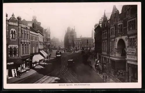 AK Wolverhampton, Queen Square with tram