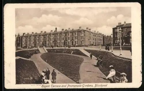 AK Blackpool, Regent Terrace and Promenade Gardens