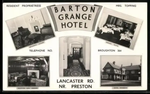 AK Preston, Barton Grange Hotel, Lancaster Road, Prop. Mrs. Topping