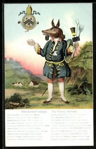 AK Winchester, The trusty servant with the college`s coat of arms