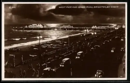 AK Brighton, West Pier and King`s Road by Night