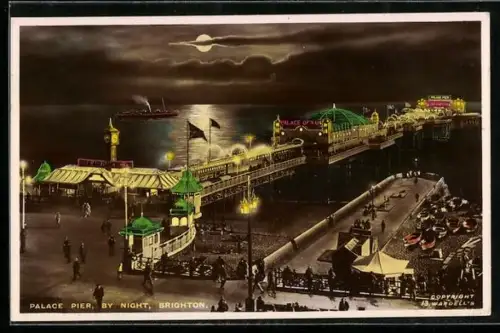 AK Brighton, Palace Pier by Night