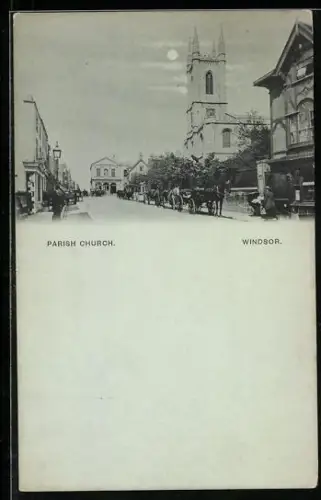 Mondschein-AK Windsor, Parish Church