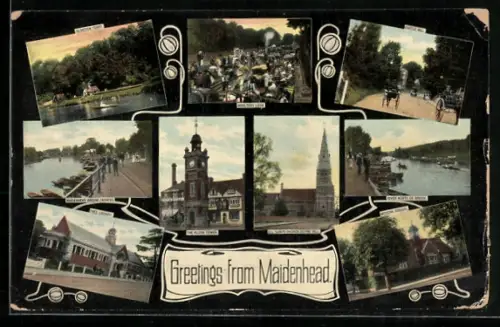 AK Maidenhead, Free Library, Castle Hill, Modern School