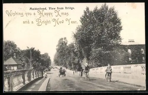 AK Maidenhead, View from Bridge, Weihnachts- und Neujahrsgruss