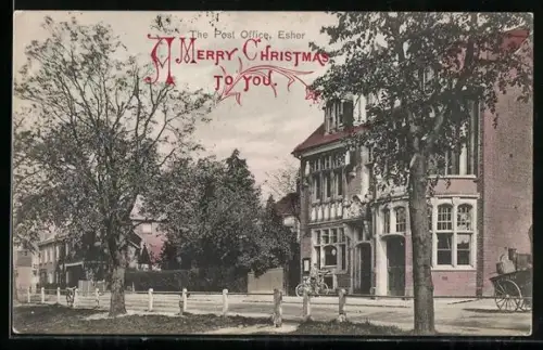 AK Esher, The Post Office, Weihnachtsgruss