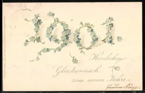 AK Jahreszahl 1901 aus Vergissmeinnicht