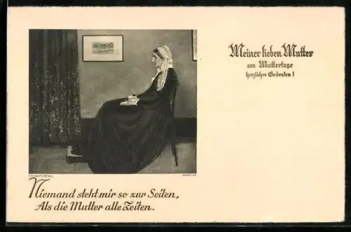 AK Ältere Frau sitzt auf einem Stuhl, Meiner lieben Mutter am Muttertag herzliches Gedenken!