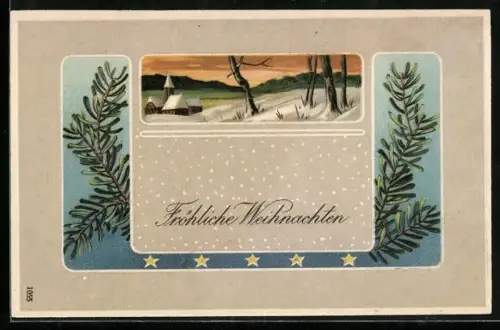 AK Kirche in verschneiter Winterlandschaft, Fröhliche Weihnachten