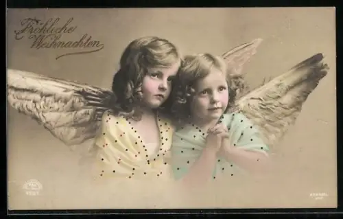 AK Weihnachtsengel falten betend die Hände, Fröhliche Weihnachten