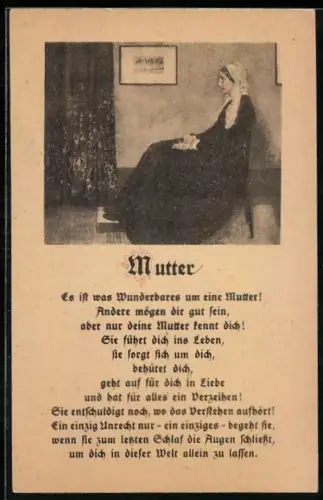 Künstler-AK Es ist was wunderbares um eine Mutter..., Gedicht zum Muttertag