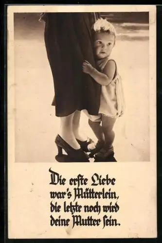 AK Kleinkind hält sich am Rockzipfel seiner Mutter fest, Muttertag