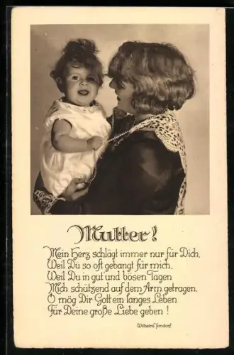 AK Mutter mit ihrem Kleinkind im Arm, Muttertag