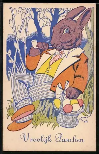 AK Osterhase raucht eine Pfeife